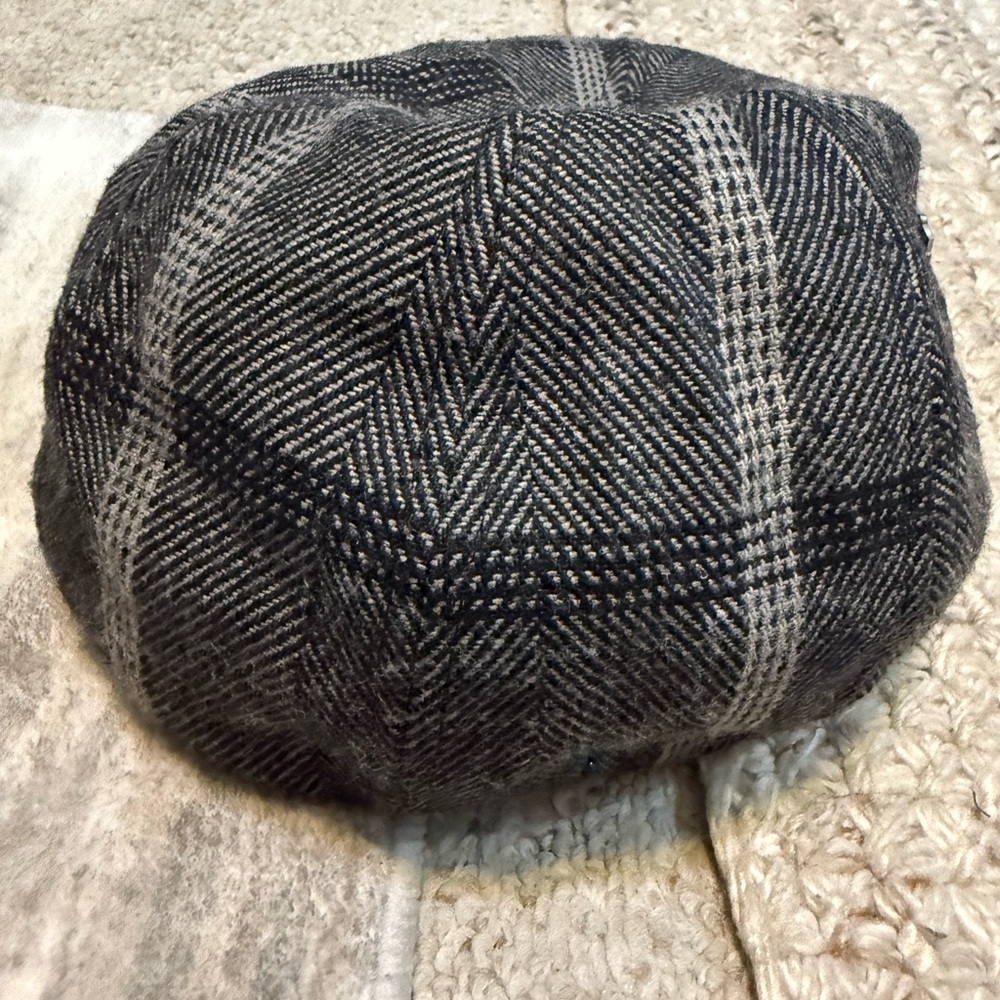 Classic Gray Herringbone Flat Cap